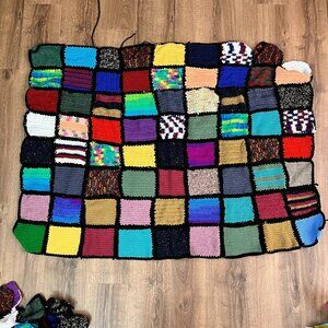Colorful Crochet Quilt Fiber Yarn and Square Starter Lot